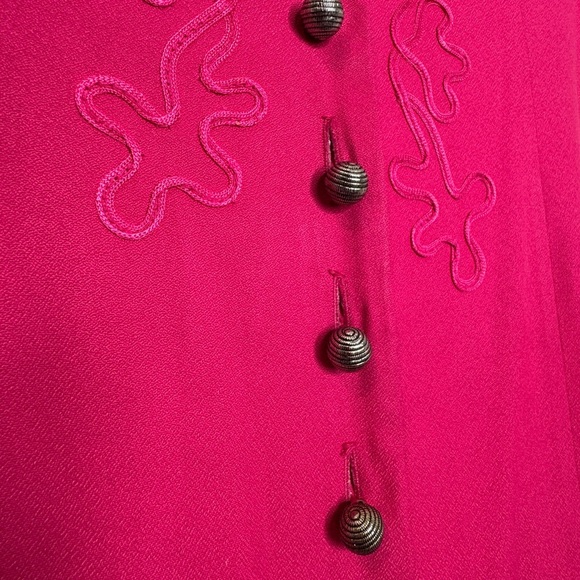 Vintage S.L. Fashions Pencil Dress w/ Flower Embroidery Metal Buttons, Sz 16 - Picture 2 of 8